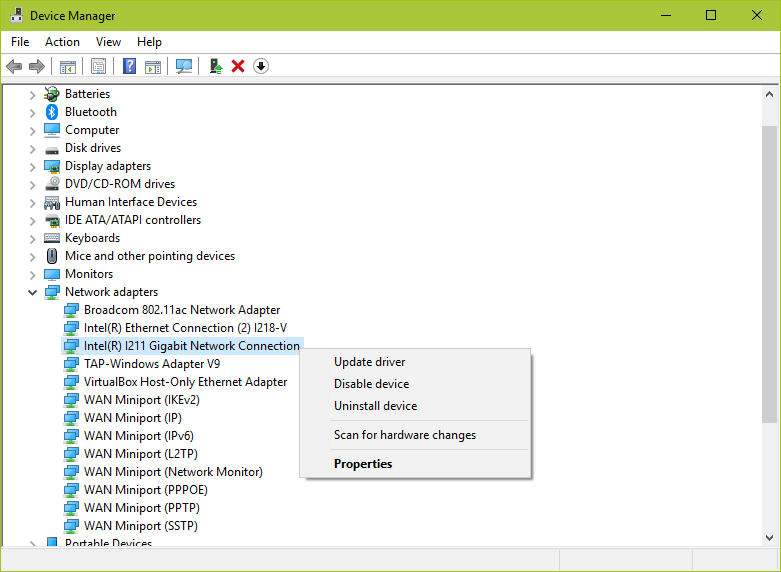 Open Network Adapter Properties